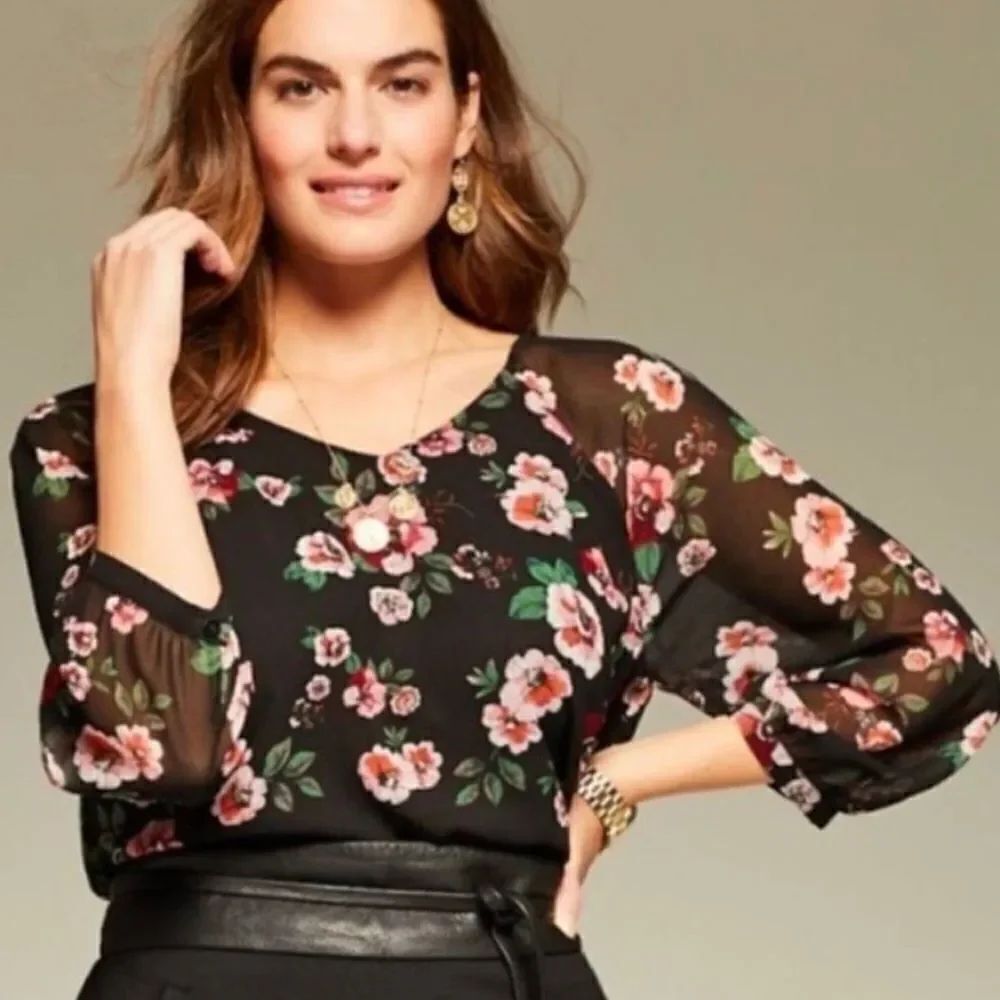 Cabi V-Neck Garden Floral Blouse